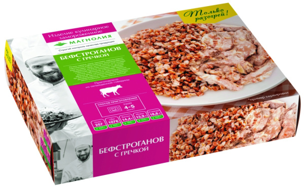 Бефстроганов с гречкой замороженный Магнолия 200г