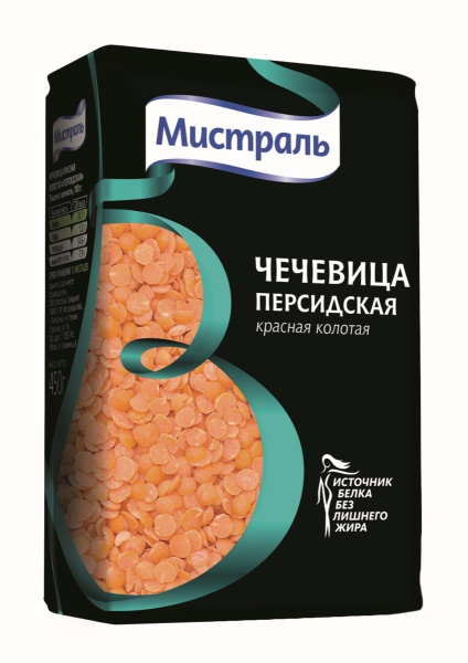 Чечевица Мистраль красная колотая Персидская 450г