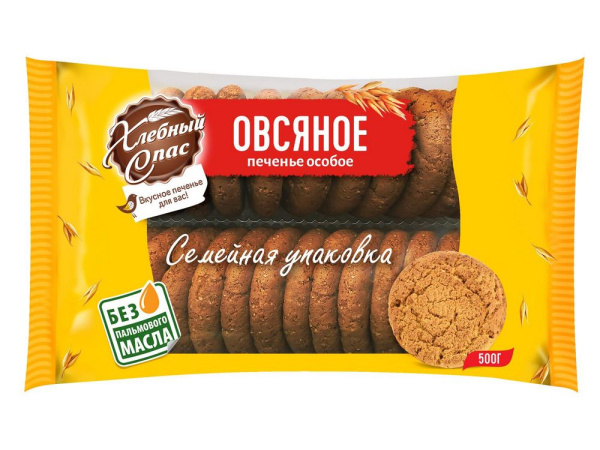 Печенье сдобное Овсяное Особое Хлебный спас 500г