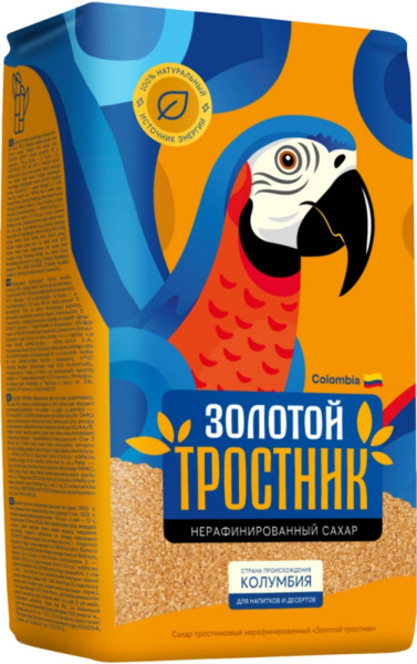 Сахар Золотой тросник тростниковый нерафинированный 900г