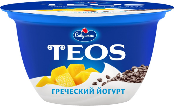 Йогурт Савушкин ТЕОС манго/чиа 2% 140г