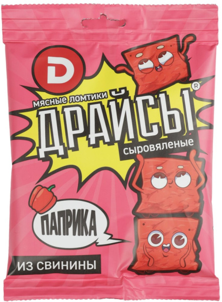 Мясные ломтики сыровяленые с паприкой 30г Драйсы