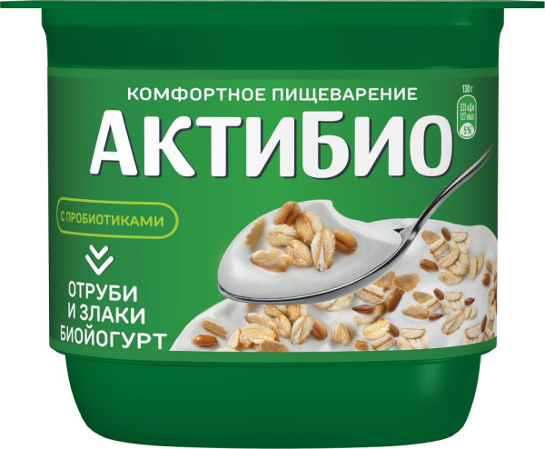 Биойогурт АктиБио отруби/злаки 2% 130г