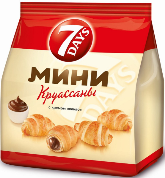 Мини круассаны 7 Дней с кремом какао 176г