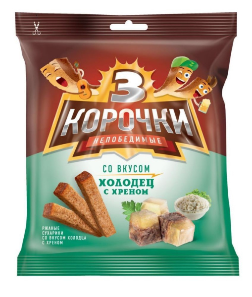 Сухарики ржаныеТри Корочки с холодцом и хреном 100г