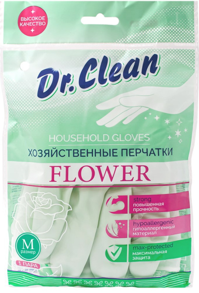 Перчатки хозяйственные поливиниловые Д. Клин Флауе