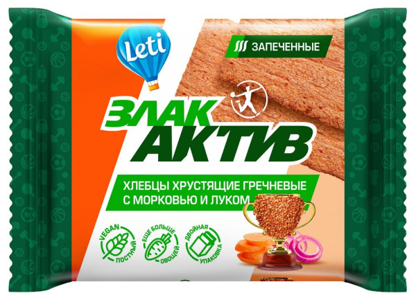 Хлебцы ЗлакАктив хрустящие гречневые с морковью и луком 60г
