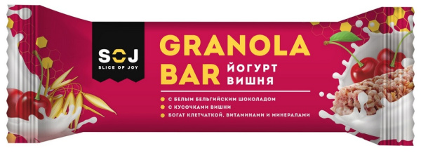 Батончик Гранола Бар Содж со вкусом йогурта и вишни в белом шоколаде 40г