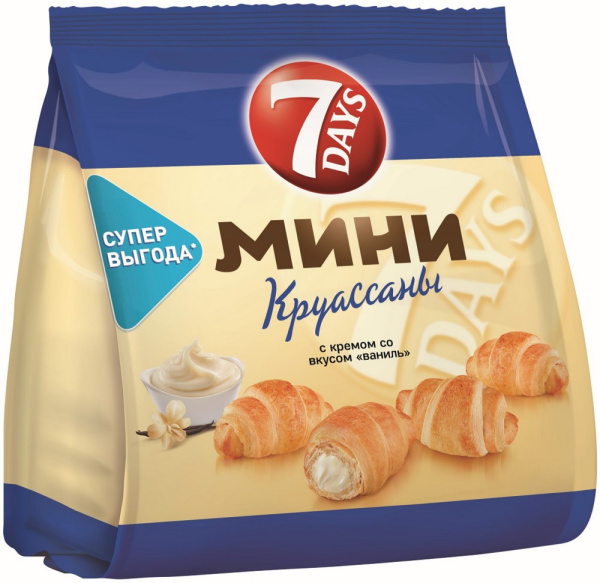 Мини круассаны 7 Дней c кремом со вкусом ваниль 265г