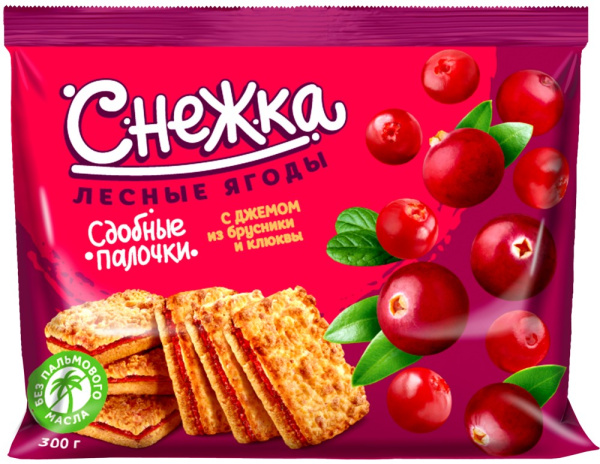 Снежка сдобные палочки лесные ягоды с джемом из брусники и клюквы 300г