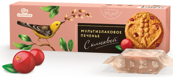 Печенье Сладонеж мультизлаковое с клюквой 120г