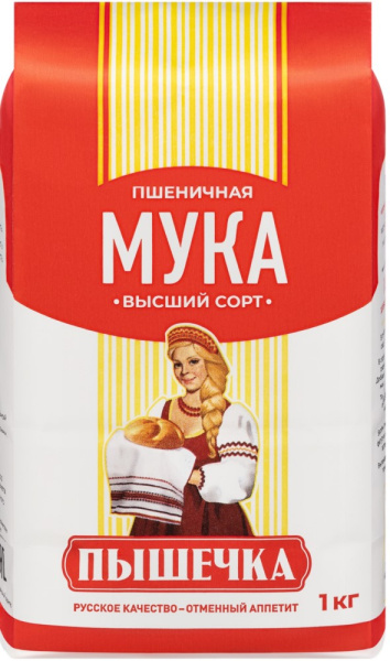 Мука пшеничная Пышечка высшего сорта 1кг