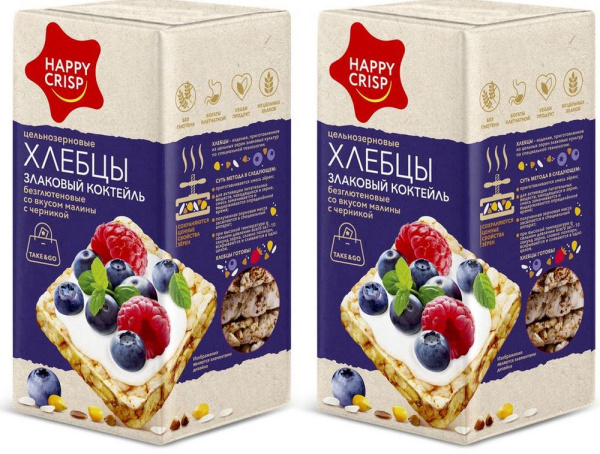 Хлебцы Злаковый Коктейль без глютена со вкусом Малина/Черника Хэппи Крисп 60г