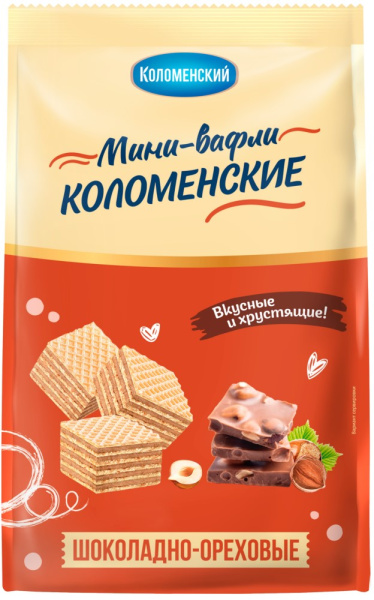 Мини-вафли Коломенские Шоколадно-ореховые 200г