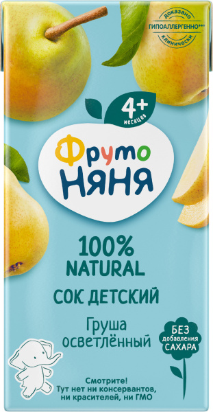 Сок Фрутоняня Груша осветленный без сахара 0,2л