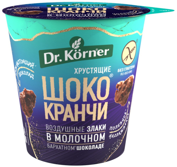 Шококранчи Д-р Кёрнер кукурузно-рисовая карамель в молочном шоколаде c какао 40г