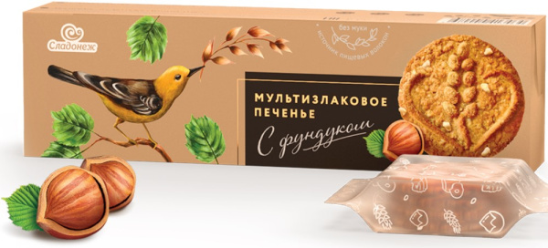 Печенье Сладонеж мультизлаковое с фундуком 120г