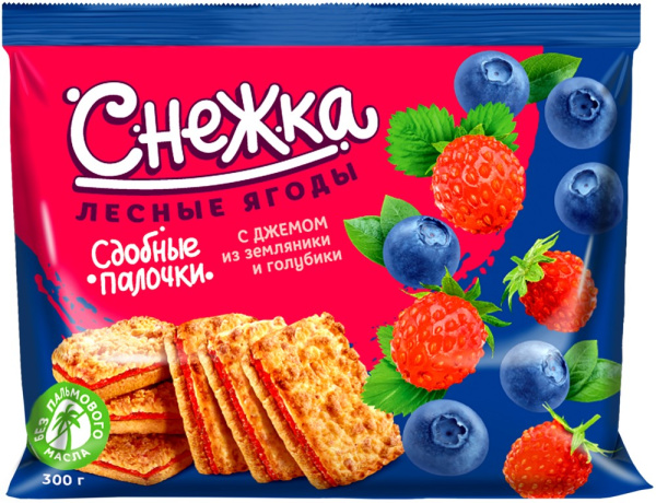 Снежка сдобные палочки лесные ягоды с джемом из земляники и голубики 300г