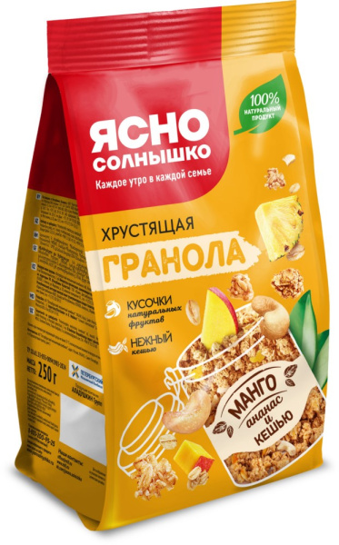 Гранола Ясно Солнышко манго/ананас/кешью 250г