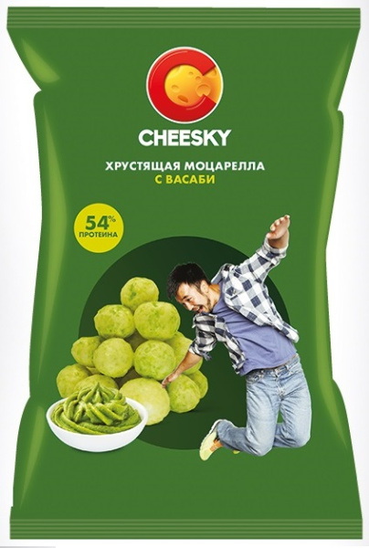 Сыр хрустящая моцарелла "Чизки" со вкусом васаби 20 г.