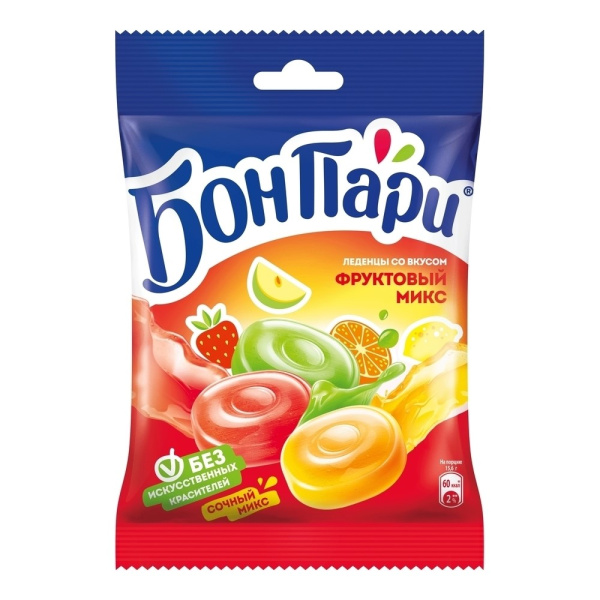 Леденцы БОН ПАРИ фруктовый микс 75г 