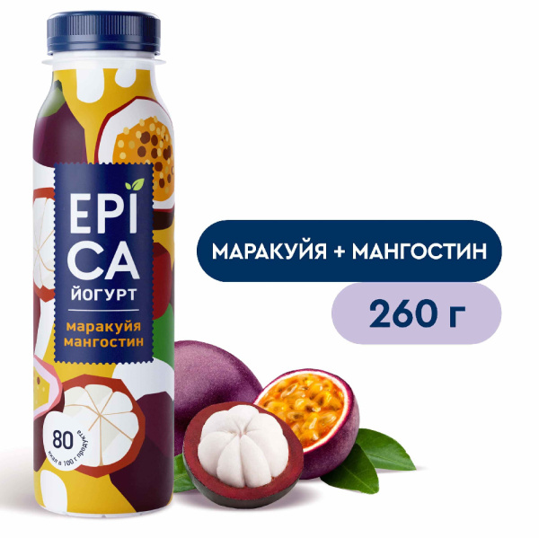 Йогурт питьевой Эпика маракуйя/мангостин 2,5% 260г