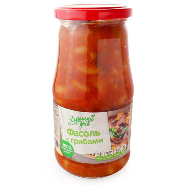 Фасоль  Хороший день с грибами 530г