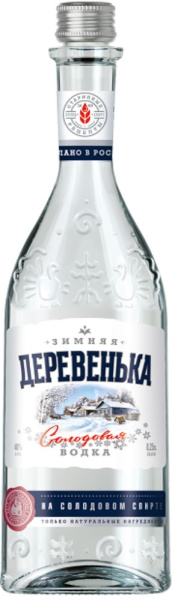 Водка Зимняя деревенька на солодовом спирте "Альфа" 0,25л