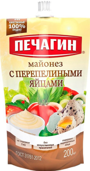 Майонез Печагин перепелиные яйца 67% 200мл