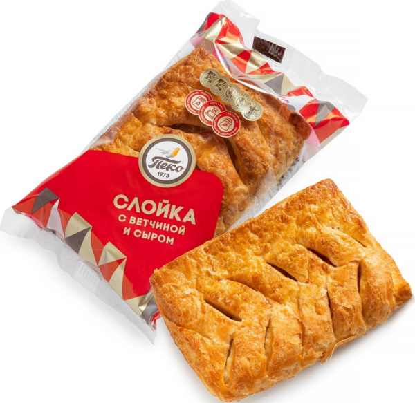 Слойка Пеко с ветчиной и сыром 100г