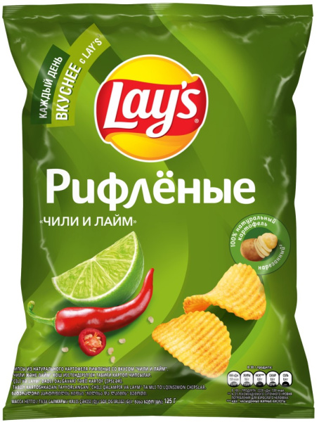Чипсы из натурального картофеля Лейз со вкусом Чили лайм 125г