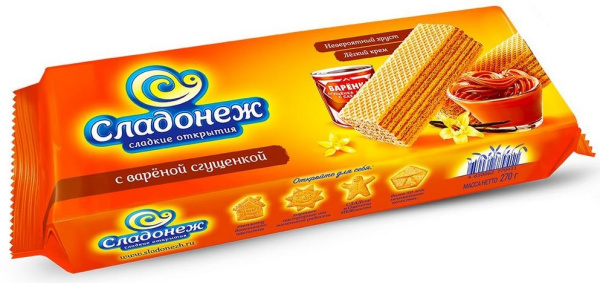 Вафли Сладонеж с вареной сгущёнкой 270г