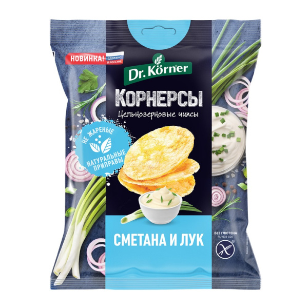 Корнерсы кукурузно-рисовые со сметаной и зеленым л