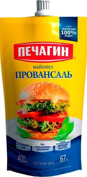 Майонез Печагин провансаль 67% 400мл