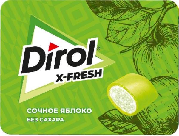 Жевательная резинка Дирол х-фреш сочное яблоко без сахара 16г